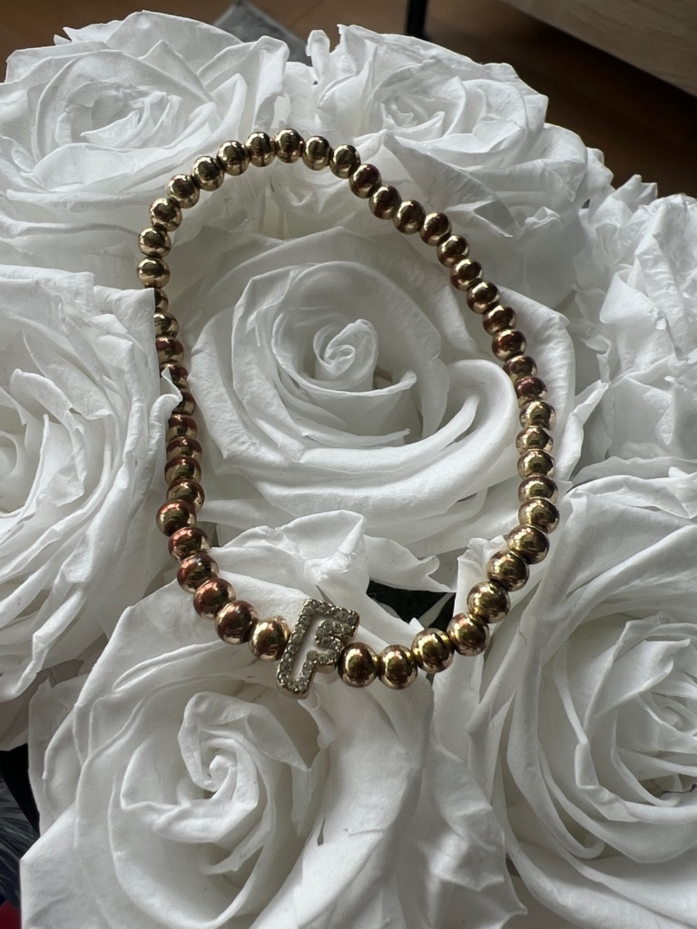 Bauble Bar Gold Rhinestone Initial 'F' Bracelet